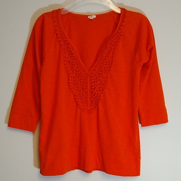 J. Crew orange embroidered top - Picture 4 of 8